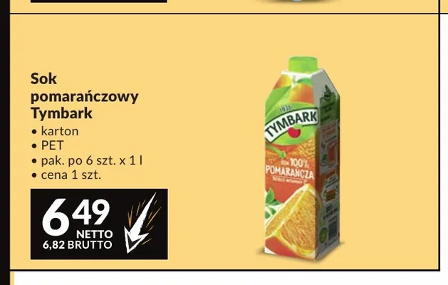 Sok pomarańczowy Tymbark PET promocja w Makro