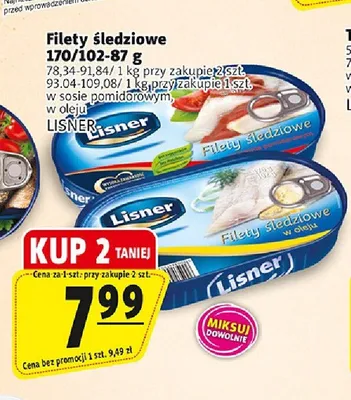 Filety śledziowe w oleju Lisner promocja w Prim Market