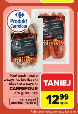 Kiełbaski białe z szynki Carrefour promocja w Carrefour