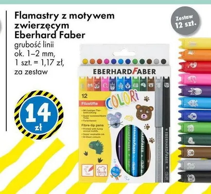 Flamastry z motywem zwierzęcym Eberhard Faber promocja w Tedi