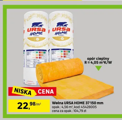 Wełna URSA HOME 37 150 mm promocja w Leroy Merlin