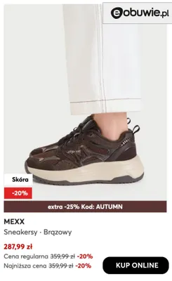 Sneakersy brązowy Mexx promocja w eobuwie.pl