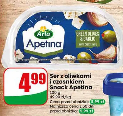 Ser z oliwkami i czosnkiem Snack Apetina promocja w Dino