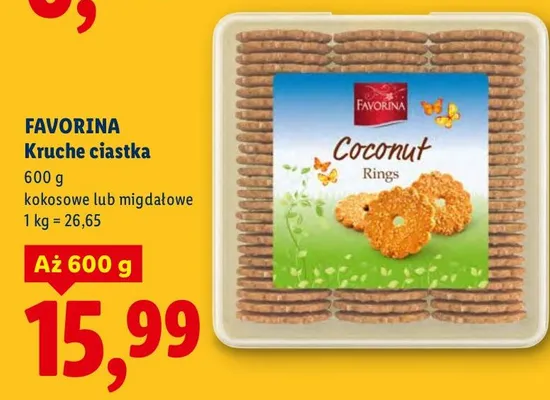 Kruche ciastka kokosowe lub migdałowe promocja w Lidl