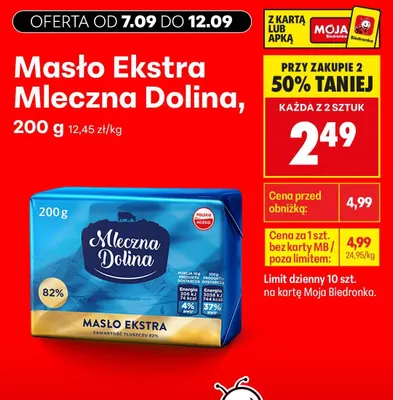 Masło Ekstra Mleczna Dolina promocja w Biedronka
