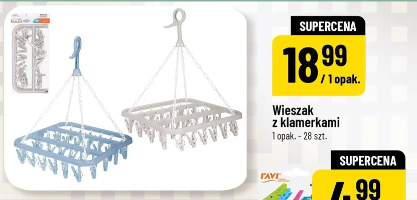 Wieszak z klamerkami RAVI promocja w POLOmarket