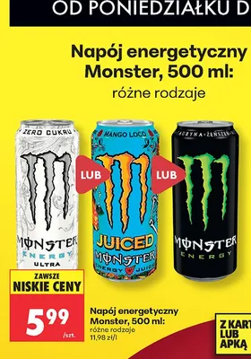 Napój energetyczny Monster Energy promocja w Biedronka