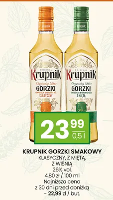 Likier Krupnik Gorzki smakowy z miętą promocja w Twój Market