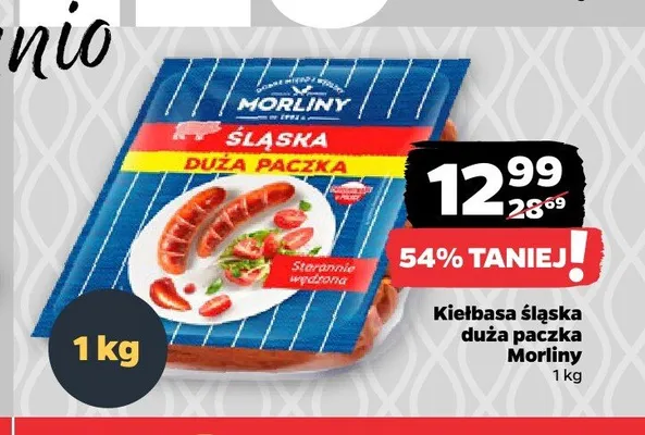 Kiełbasa śląska duża paczka Morliny promocja w Netto
