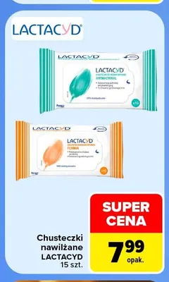 Chusteczki nawilżane Antibacterial Lactacyd promocja w Carrefour