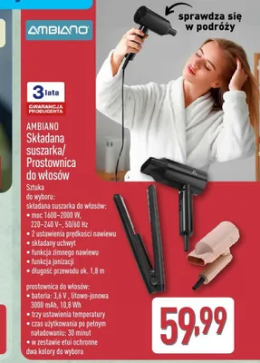 Składana suszarka / Prostownica do włosów promocja w Aldi