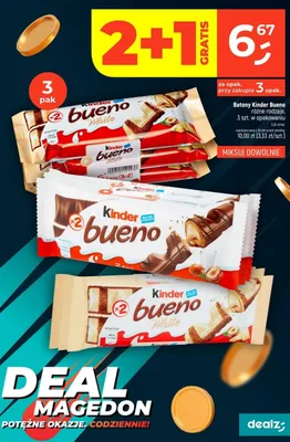 Batony Kinder Bueno różne rodzaje 3 szt. w opakowaniu promocja w Dealz