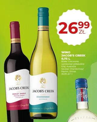 Wino czerwone Jacob's Creek Merlot Shiraz promocja w Duży Ben