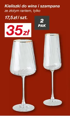 Kieliszki do wina ze złotym rantem 2-pak promocja w KiK
