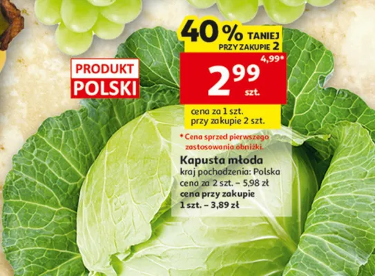 Kapusta młoda polska promocja w Auchan