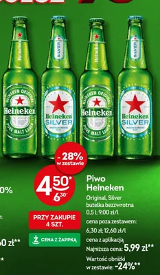 Piwo Heineken Original butelka bezzwrotna promocja w Żabka