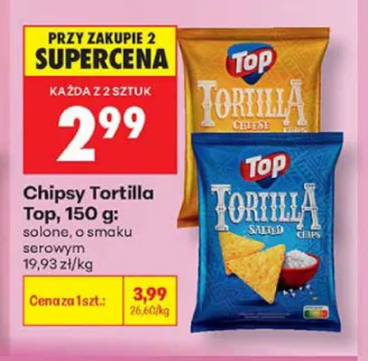 Chipsy Tortilla Top o smaku serowym promocja w Biedronka