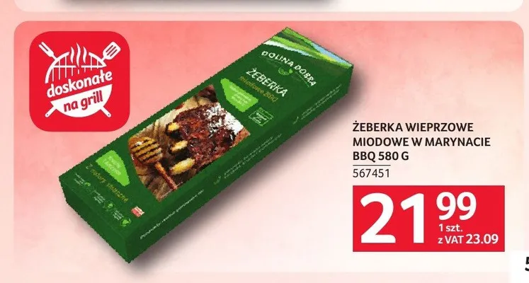 Żeberka wieprzowe miodowe w marynacie BBQ Dolina Dobra promocja w Selgros