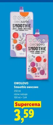Smoothie owocowe jabłko jagoda burak Owolovo promocja w Lidl