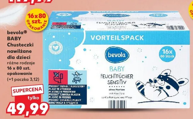 Chusteczki nawilżane dla dzieci 16-pak promocja w Kaufland