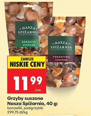 Grzyby suszone podgrzybki promocja w Biedronka