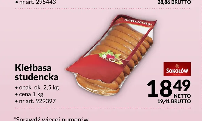 Kiełbasa studencka Sokołów promocja w Makro