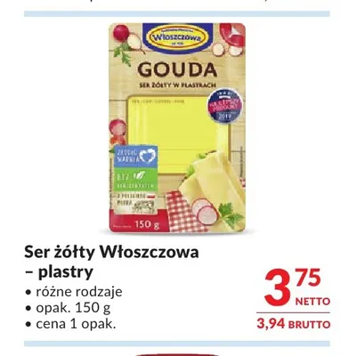 Ser żółty w plastrach Włoszczowa promocja w Makro