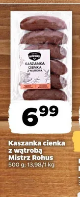Kaszanka cienka z wątrobą Mistrz Rohus promocja w Netto