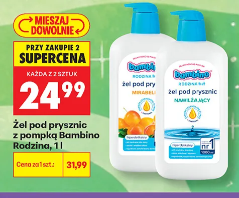 Żel pod prysznic z pompką Bambino Rodzina nawilżający promocja w Biedronka