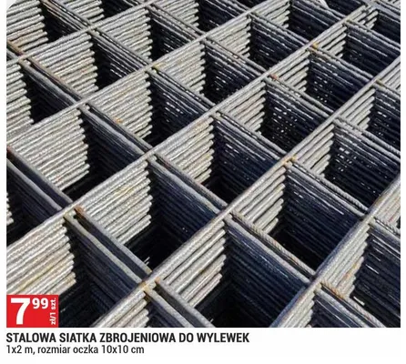 Stalowa siatka zbrojeniowa do wylewek 1x2m oczko 10x10cm promocja w Merkury Market