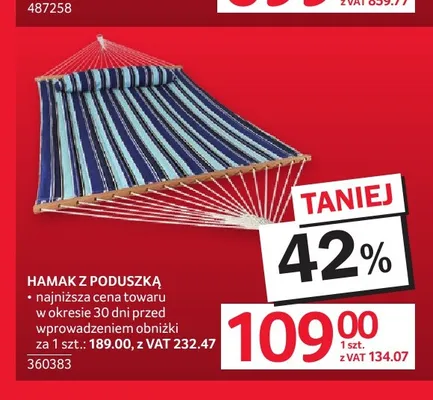 Hamak z poduszką promocja w Selgros