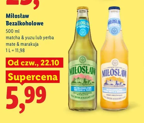 Piwo bezalkoholowe Miłosław yerba mate & marakuja promocja w Lidl