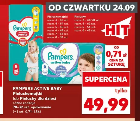 Pieluchy dla dzieci Pampers Active Baby promocja w Kaufland