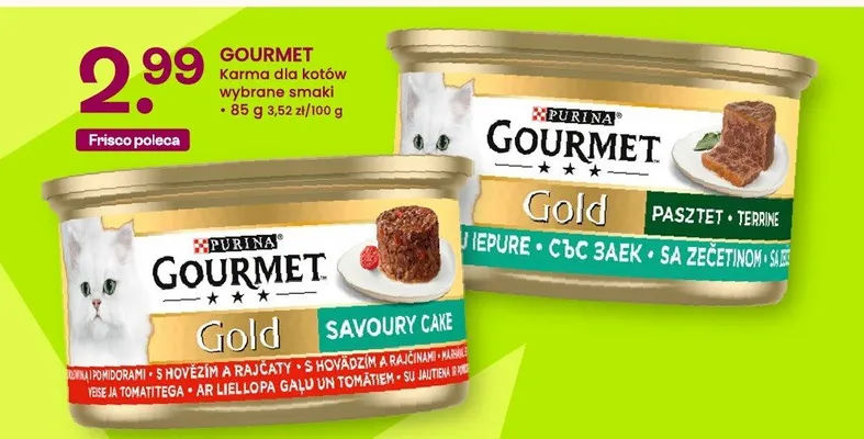 Karma dla kotów wybrane smaki Gourmet promocja w Frisco