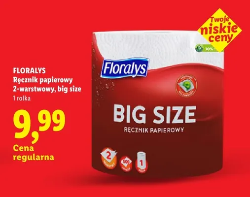 Ręcznik papierowy 2-warstwowy Big Size Floralys promocja w Lidl