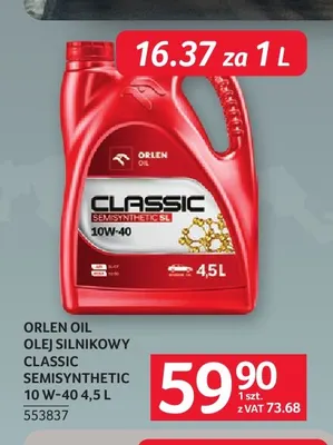 Olej silnikowy Classic Semisynthetic 10W-40 Orlen Oil promocja w Selgros