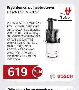 Wyciskarka wolnoobrotowa Bosch MESM500W promocja w kakto.pl