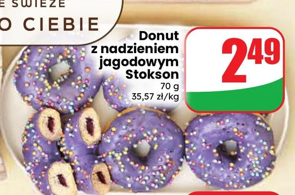 Donut z nadzieniem jagodowym Stokson promocja w Dino