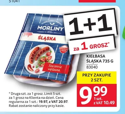 Kiełbasa Śląska Morliny 735 g promocja w Selgros