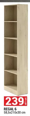 Regał 6 58,5x210x30 cm Braga promocja w Merkury Market