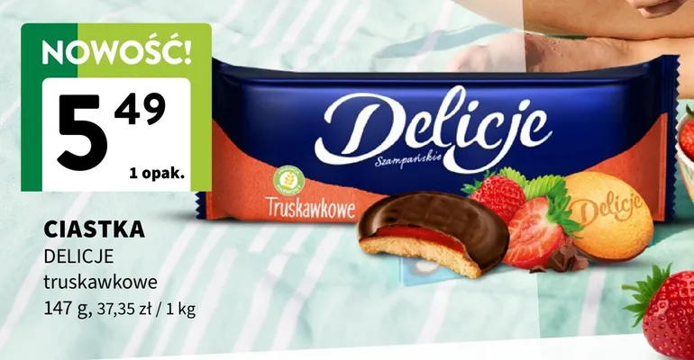 Ciastka Delicje Szampańskie truskawkowe promocja w Intermarche