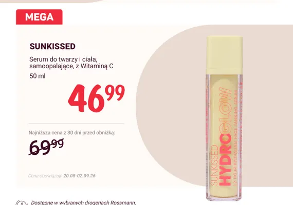 Serum do twarzy i ciała samoopalające Sunkissed Hydroglow z Witaminą C promocja w Rossmann