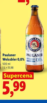 Piwo bezalkoholowe Paulaner Weissbier promocja w Lidl