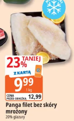 Panga filet bez skóry mrożony 20% glazury promocja w Leclerc