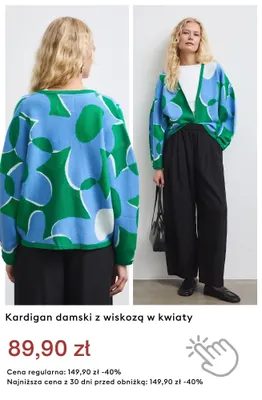 Kardigan damski z wiskozą w kwiaty promocja w Medicine