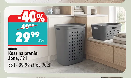 Kosz na pranie Jona 39 l Rotho promocja w Biedronka