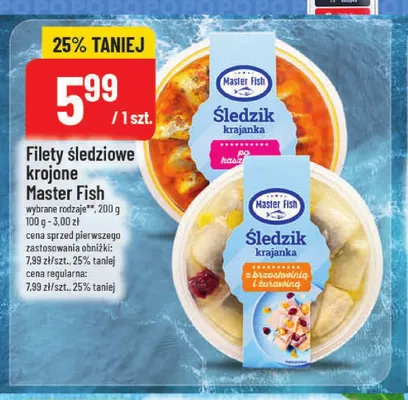 Filety śledziowe krojone Śledzik krajanka po kaszubsku Master Fish promocja w POLOmarket