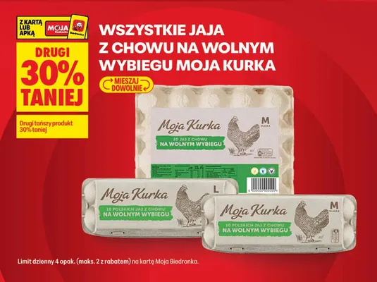 Jaja z chowu na wolnym wybiegu Moja Kurka promocja w Biedronka