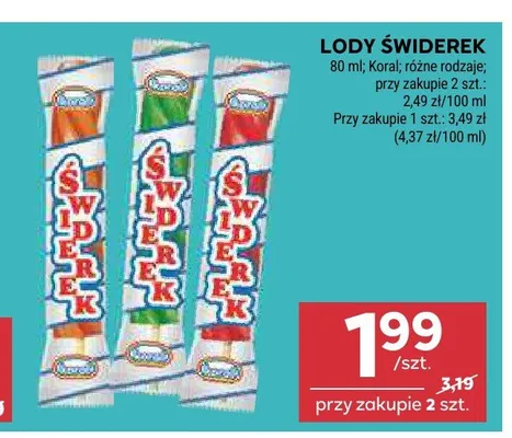 Lody Świderek Koral promocja w Stokrotka