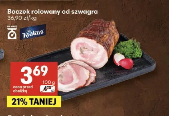 Boczek rolowany od szwagra promocja w Delikatesy Centrum